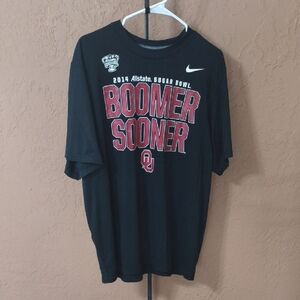 Nike Men's 2014 Sugar Bowl Black and Red Boomer Sooner Dri-Fit Tee Size XL